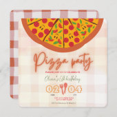 ピザイタリアンテーマ任意の年の誕生日 招待状 (正面/裏面)