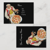 ピザイタリアンパーティーキッチン、ピザ屋、黒い赤 名刺 (正面/裏面)