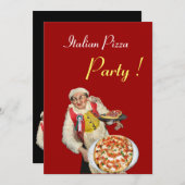 ピザイタリアンパーティー、レストランレッドブラック 招待状 (正面/裏面)