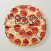 ピザイタリアンフードペパローニチーズ |カスタム文字 ラウンドクッション (正面)