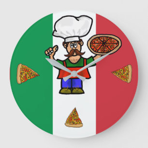 ピザイタリアンマン壁掛け時計 ラージ壁時計