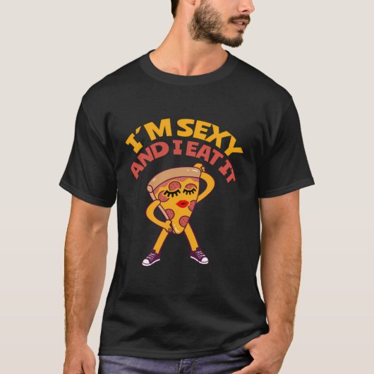 ピザイタリアン好きの食デザイン Tシャツ (正面)