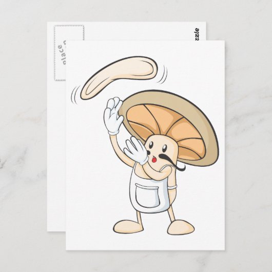 ピザイタリアン生地をトッピングしたキノコのシェフ ポストカード (正面/裏面)