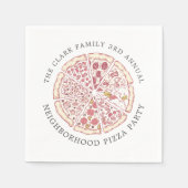 ピザイベントをテーマにしたカスタム文字 | スタンダードカクテルナプキン (正面)