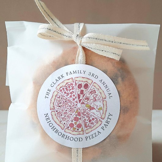 ピザイベントをテーマにしたカスタム文字 ラウンドシール