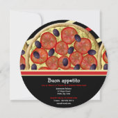 ピザイラストレーションファストフードイタリアンディナーパーティー 招待状 (裏面)