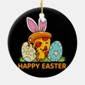 ピザイースターおもしろいデイバニーイースターエッグ狩り セラミックオーナメント (裏面)