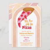 ピザウェディングおもしろいデートの保存 招待状 (正面/裏面)