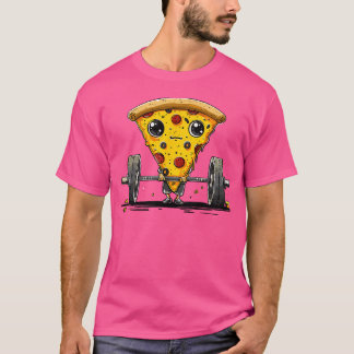 ピザウエートリフティングバーベルトレーニングジムウエートリフト Tシャツ