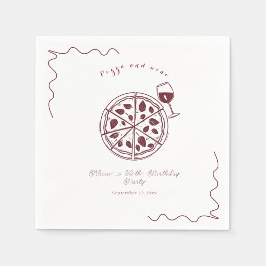 ピザエレガントとワインの誕生日 スタンダードカクテルナプキン (正面)