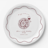 ピザエレガントとワインの誕生日 ペーパープレート (正面)