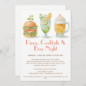 ピザカクテル&ビール – 父の日のパーティー 招待状 (正面/裏面)