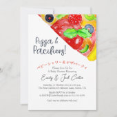 ピザカジュアルパーティーベビーシャワースライス水彩 招待状 (正面)