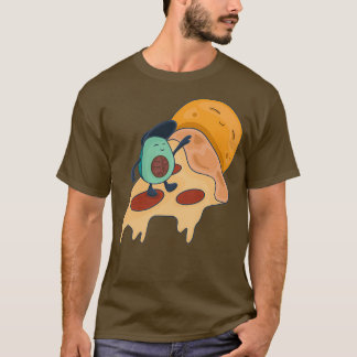 ピザカッコいいのスライス上のサーフィンアボカド Tシャツ