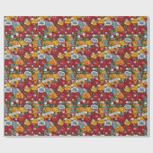 ピザカッコいいタイルパーティーパターン ラッピングペーパー (フラット)