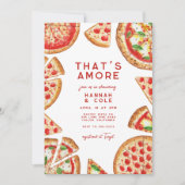 ピザカップルイタリアンブライダルシャワーザアモーレ 招待状 (正面)