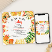 ピザカップルモダンの赤ちゃんシャワー 招待状