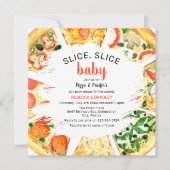 ピザカップルモダンの赤ちゃんシャワー 招待状 (正面)