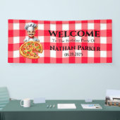 ピザキッズバースデーパーティーへようこそ看板バナー 横断幕 (トレードショー)