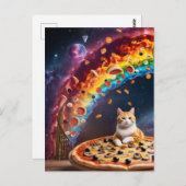 ピザキャットおもしろいイン宇宙レインボー階段 ポストカード (正面/裏面)