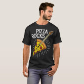 ピザギターおもしろい- Pizza Rocks Tシャツ (正面フル)