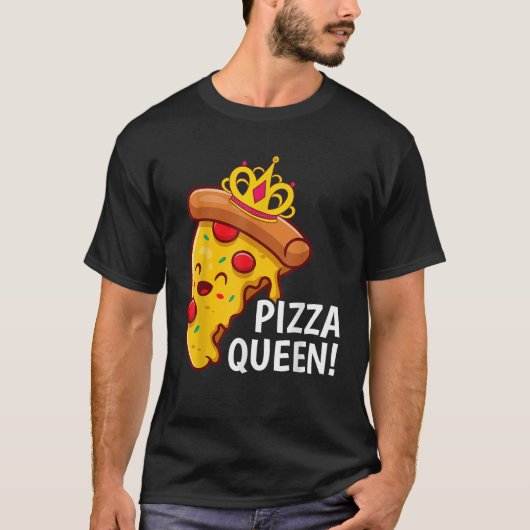 ピザクイーンキュートなピザ愛好家ジャンクフードおもしろい分隊 Tシャツ (正面)