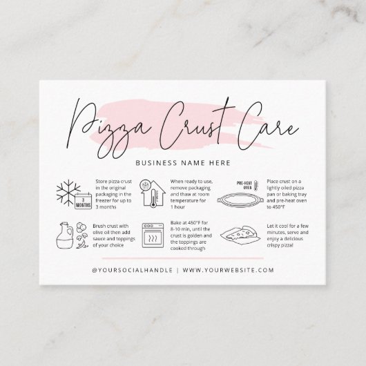 ピザクラスト気に指示カードピンクウォーター色 名刺 (正面)
