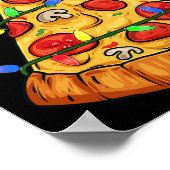 ピザクリスマスツリーのライトおもしろい少年の子供のクリスマス ポスター (角)