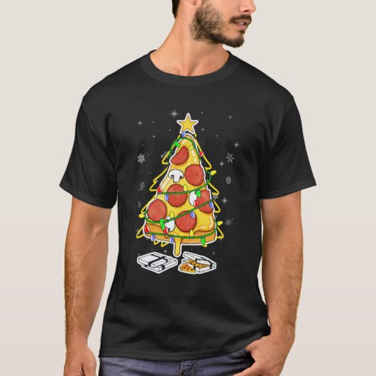 ピザクリスマスツリーのライトクリスマスメンボーイズ甲殻類 Tシャツ (正面)
