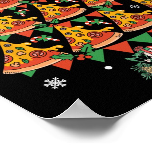 ピザクリスマスツリーピザファーストフード愛好家クリスマス ポスター (角)