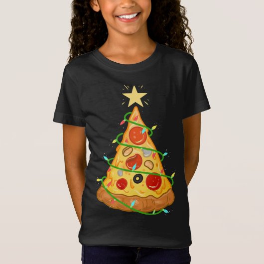 ピザクリスマスツリーピザラバーギフト Tシャツ (正面)