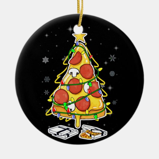 ピザクリスマスツリーライトクリスマスズメンボーイズクリスマス セラミックオーナメント (正面)