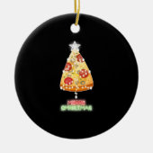 ピザクリスマスツリーライトズクリスマスゲーマー セラミックオーナメント (正面)