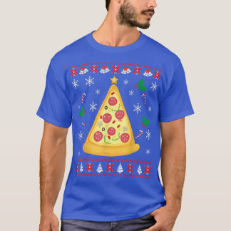 ピザクリスマスツリー醜いクリスマスセーターおもしろい Tシャツ