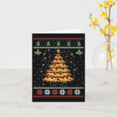ピザクリスマスツリー醜いクリスマスセータークリスマスF カード (黄色い花)