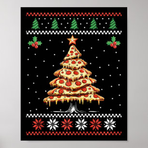 ピザクリスマスツリー醜いクリスマスセータークリスマスF ポスター