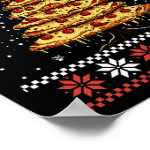 ピザクリスマスツリー醜いクリスマスセータークリスマスF ポスター (角)