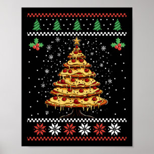 ピザクリスマスツリー醜いクリスマスセータークリスマスF ポスター
