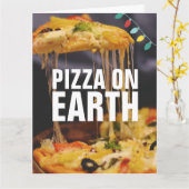 ピザクリスマス面白いグリーティングカード カード (黄色い花)