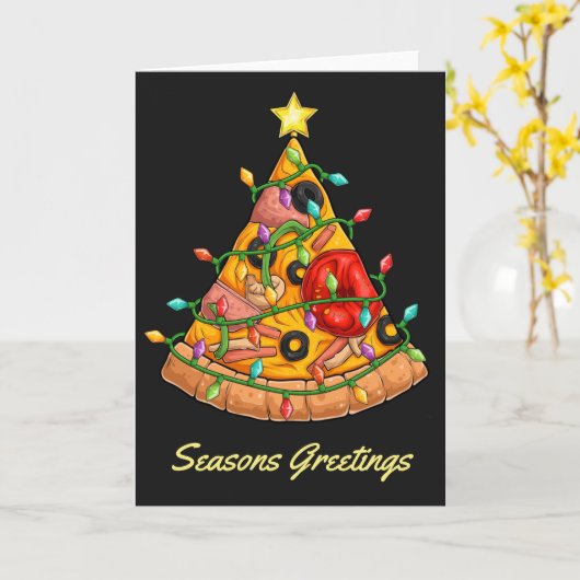 ピザクリスマス カード (黄色い花)