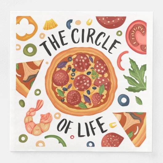 ピザクールパーティーワードアート紙ディナーナプキンズ (正面)