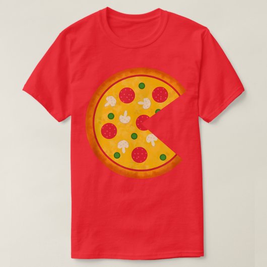 ピザコスチュームのピザスライス対マッチング Tシャツ (デザイン正面)