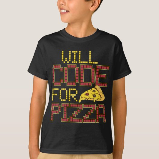 ピザコンピュータおもしろいコーディングPizza LoのWillコード Tシャツ (正面)