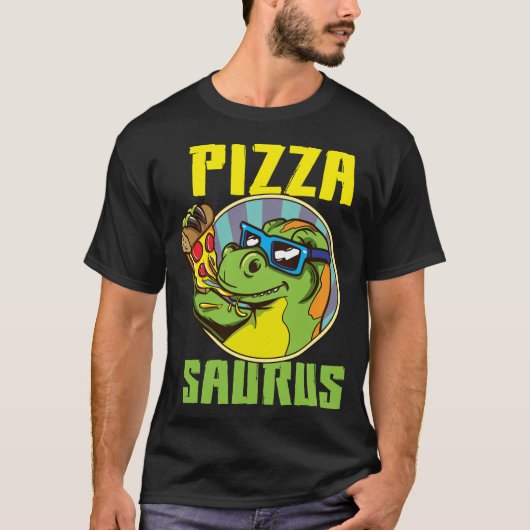 ピザサウルスTレックス恐竜食べ物のピザピザサハー Tシャツ (正面)