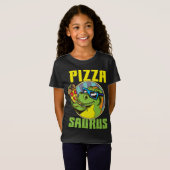 ピザサウルスTレックス恐竜食べ物のピザピザサハー Tシャツ (正面フル)