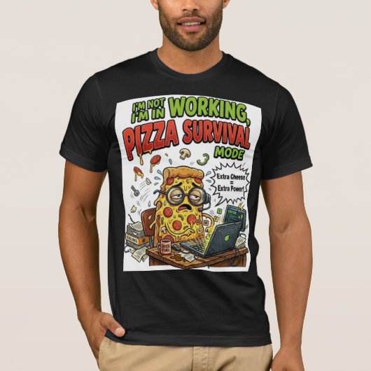 ピザサバイバルモードの面白いTシャツ | パイ Tシャツ (正面)