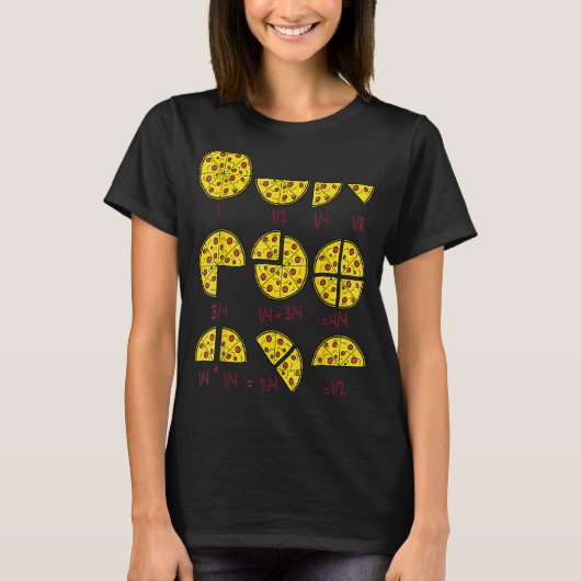 ピザサラミチーズクイック算数分数Math Teac Tシャツ (正面)
