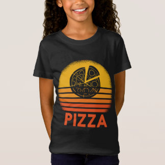 ピザサンセットレトロヴィンテージカルブ恋人グルメギフト Tシャツ