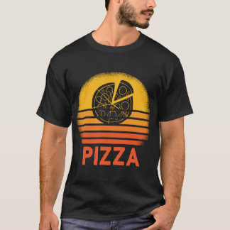 ピザサンセットレトロヴィンテージカルブ恋人グルメギフト Tシャツ