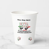 ピザサービス、赤い緑の名刺コーヒーマグ 紙コップ (正面)